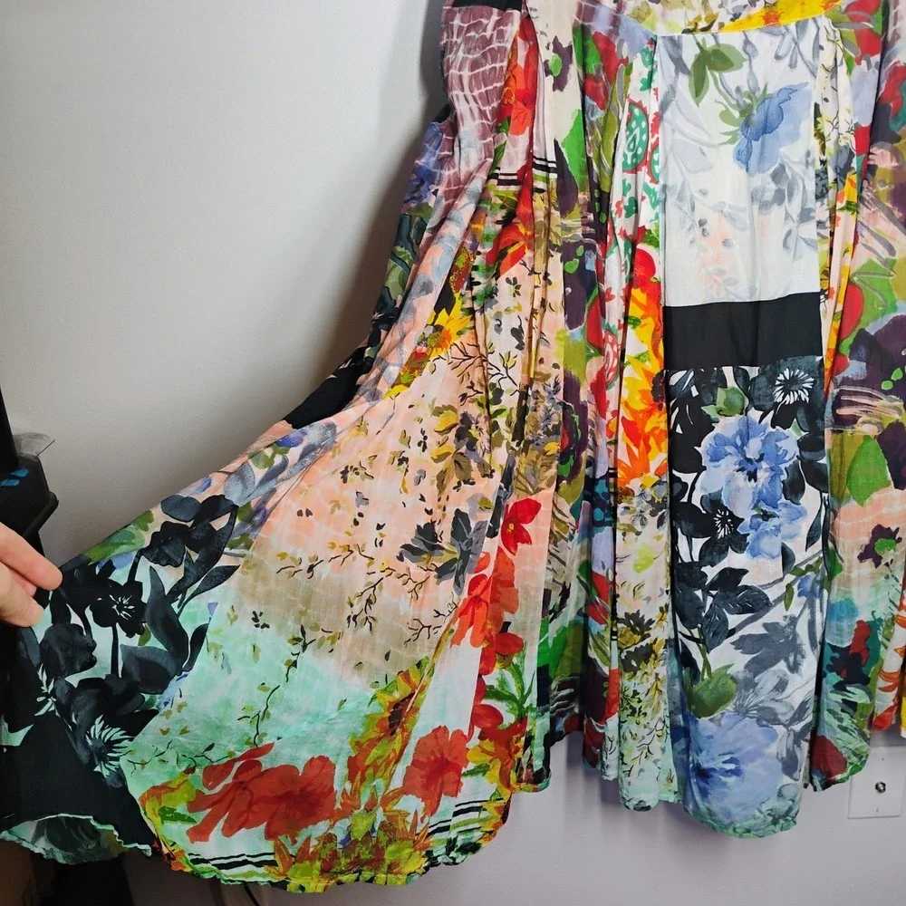 Sacred Threads Maxi Skirt Womens XL Boho Patchwork Floral Hippie Multicolor